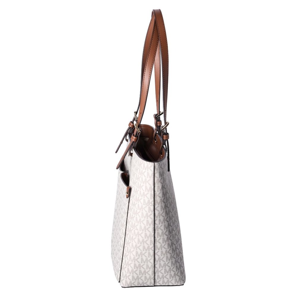 Michael Kors Jet Set Travel Medium Double Pocket Tote Vegan Leather Vanilla MK - Picture 5 of 9